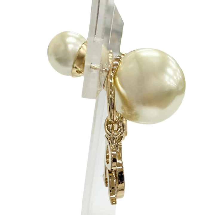 plaqué Perles fantaisie et Strass Logo pendantes Tribales fermoir poussette Boucles d'oreilles Doré