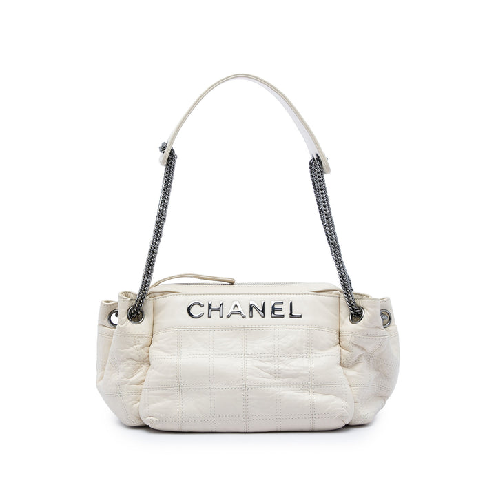 Chanel Sac porté épaule Chocolate Bar LAX Accordion Cuir d'agneau Blanc – vue principale – GABY PARIS