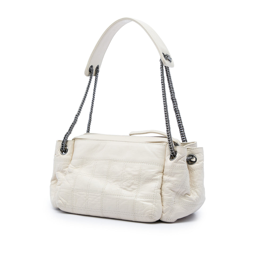 Chanel Sac porté épaule Chocolate Bar LAX Accordion Cuir d'agneau Blanc – vue 2 – GABY PARIS