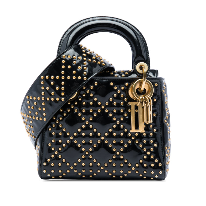 Dior Lady Dior Cannage clouté Souple Mini Noir – vue principale – GABY PARIS