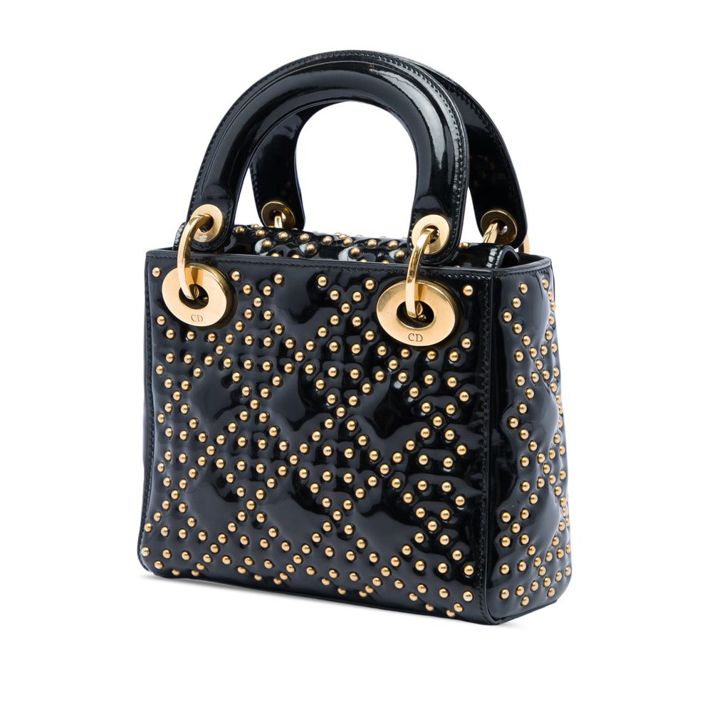Dior Lady Dior Cannage clouté Souple Mini Noir – vue 2 – GABY PARIS