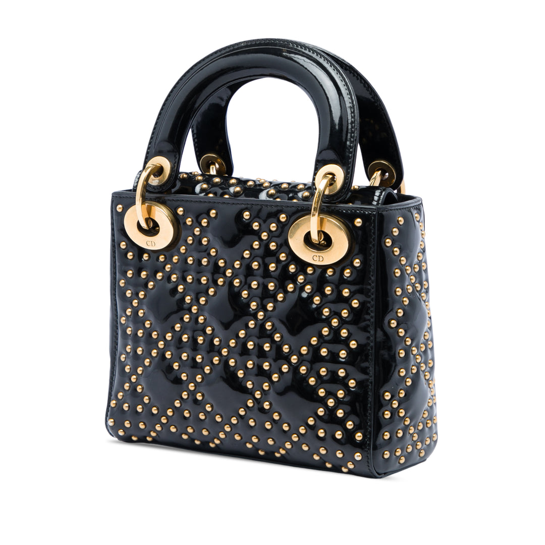 Dior Lady Dior Cannage clouté Souple Mini Noir – vue 2 – GABY PARIS