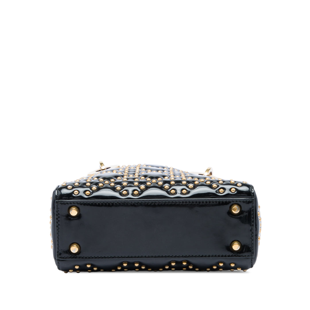 Dior Lady Dior Cannage clouté Souple Mini Noir – vue 3 – GABY PARIS