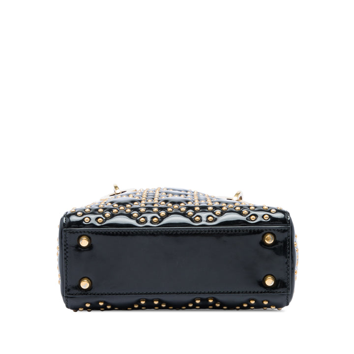 Dior Lady Dior Cannage clouté Souple Mini Noir – vue 3 – GABY PARIS