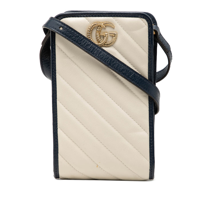 Gucci GG Marmont Matelasse Diagonal Cuir de veau Torchon Phone Holder Sac porté croisé