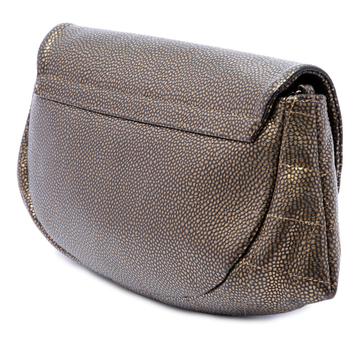 CC Métallisé Half Moon Wallet on Chain Cuir caviar Doré