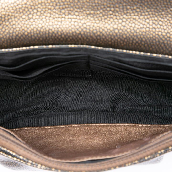 CC Métallisé Half Moon Wallet on Chain Cuir caviar Doré
