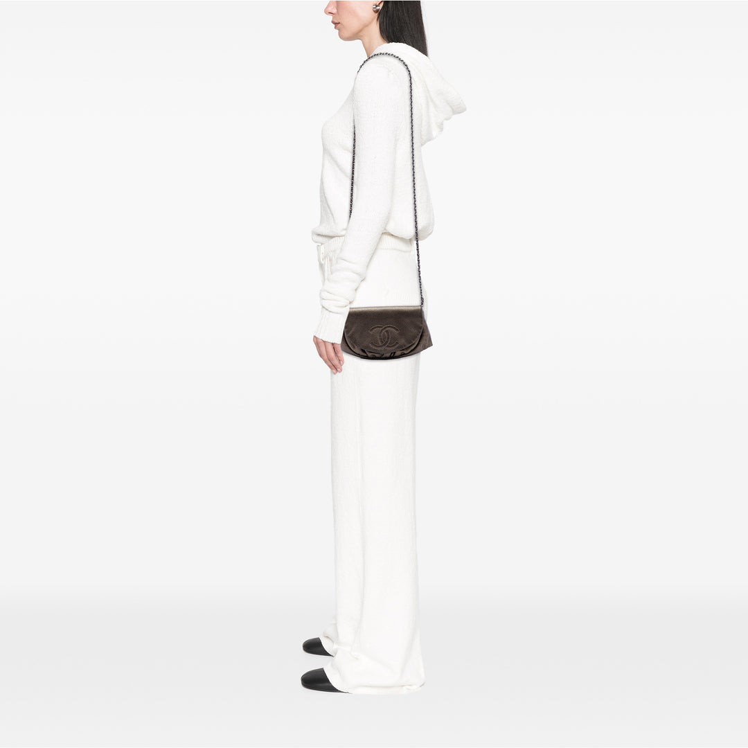 CC Métallisé Half Moon Wallet on Chain Cuir caviar Doré