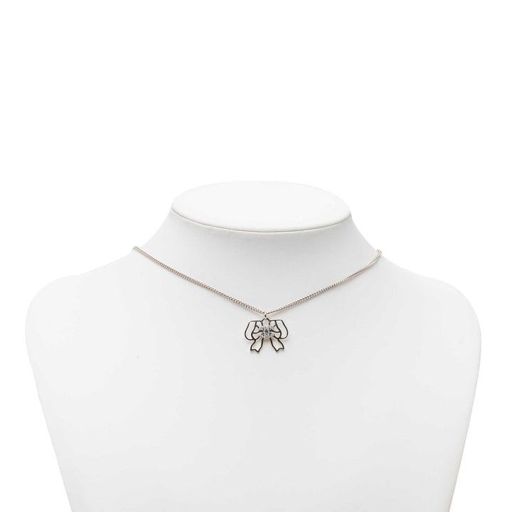 Chanel CC Brass Strass Bow Pendant Collier Métal