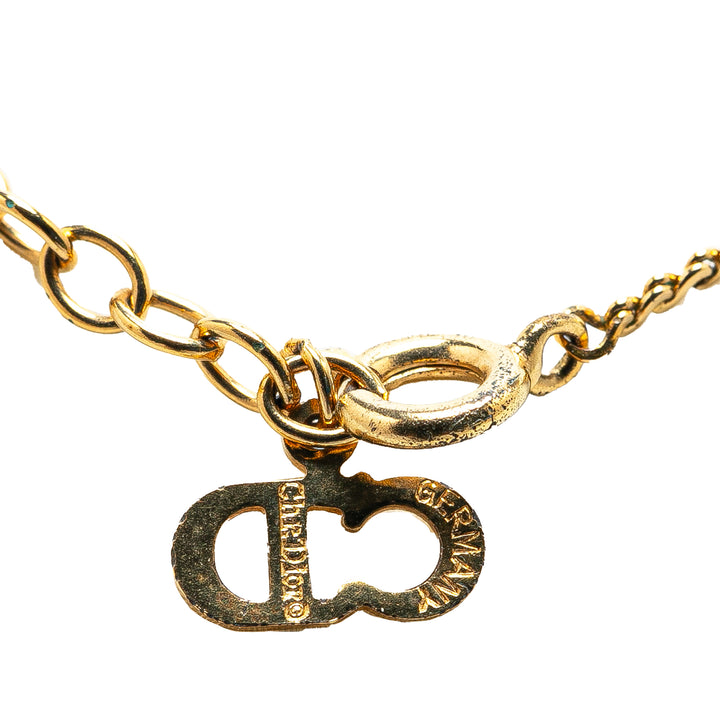 Gold Plated CD Logo Rhinestone Necklace Gold - Gaby Paris