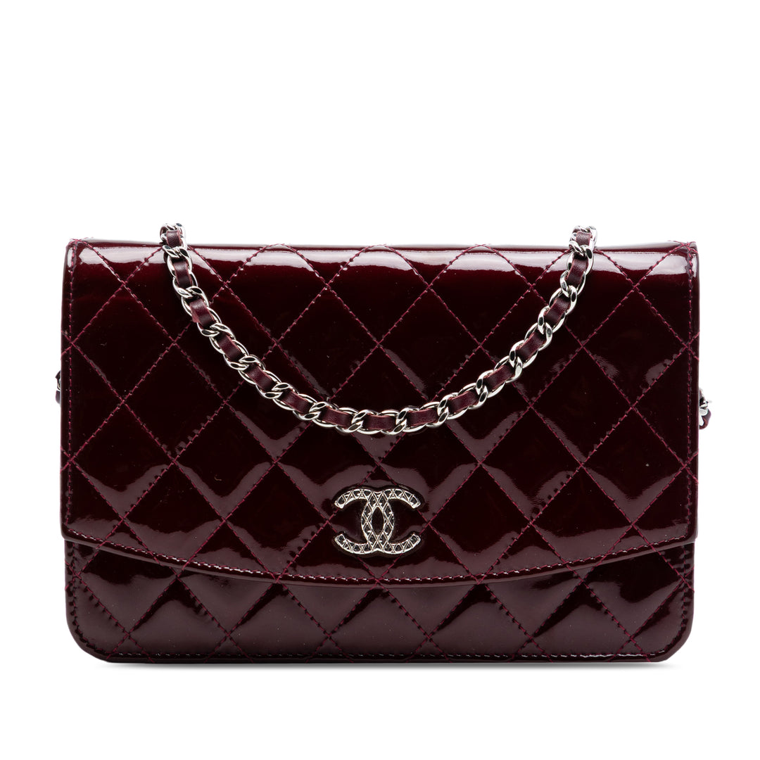 Chanel CC Matelassé Cuir verni Brilliant Wallet on Chain