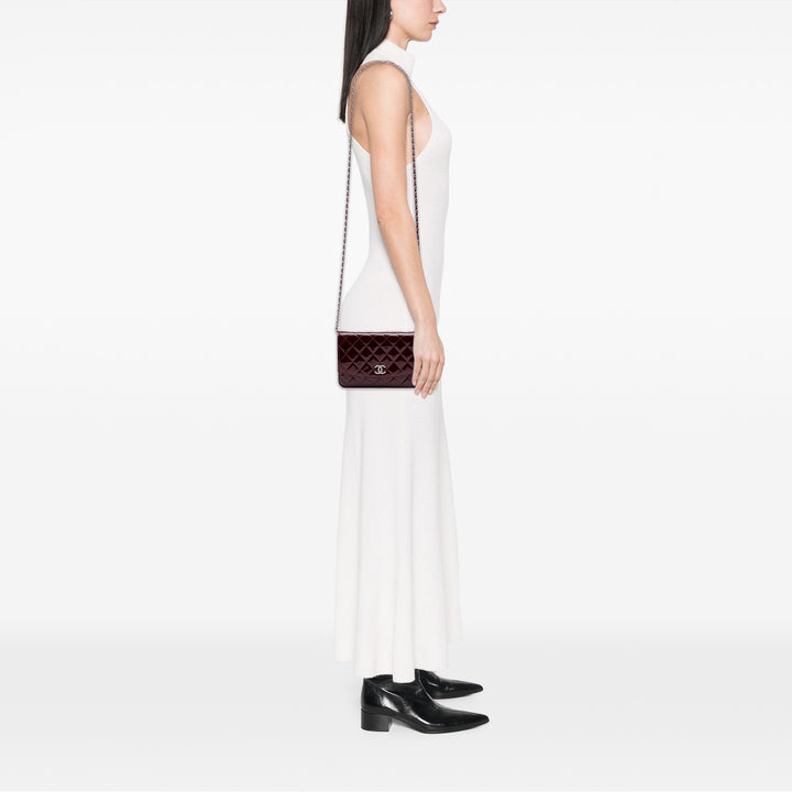 Chanel CC Matelassé Cuir verni Brilliant Wallet on Chain