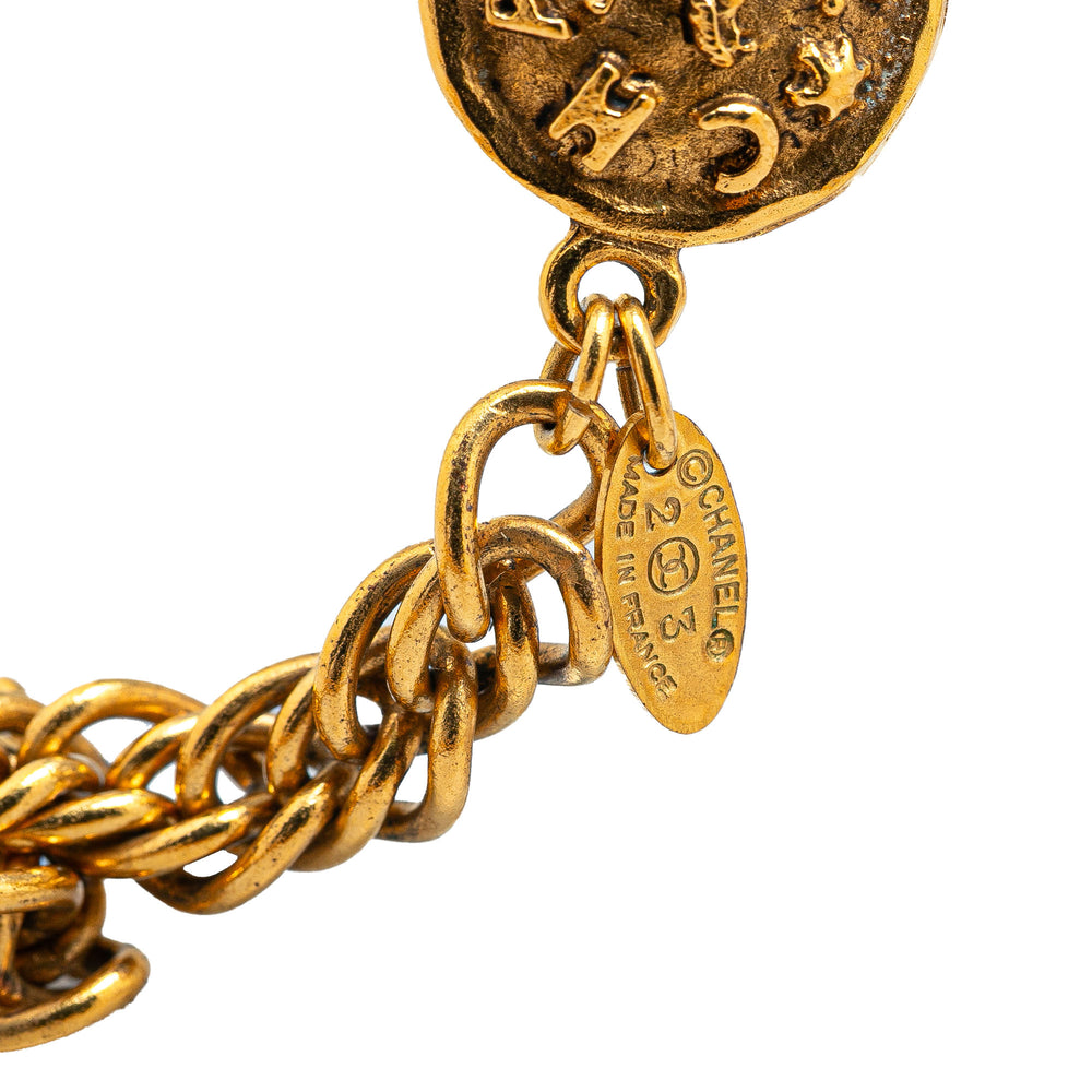 Gold Plated Medallion Station Long Necklace Gold - Gaby Paris