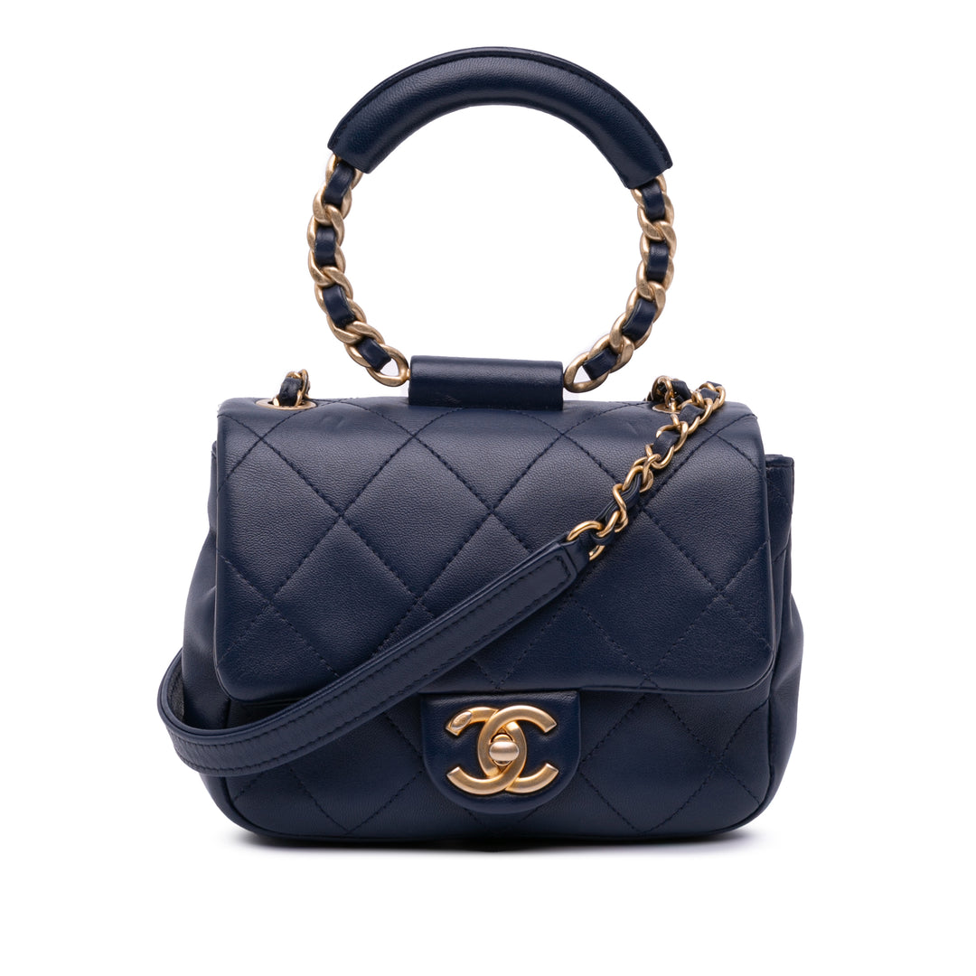 Mini Lambskin In The Loop Flap Blue - Gaby Paris
