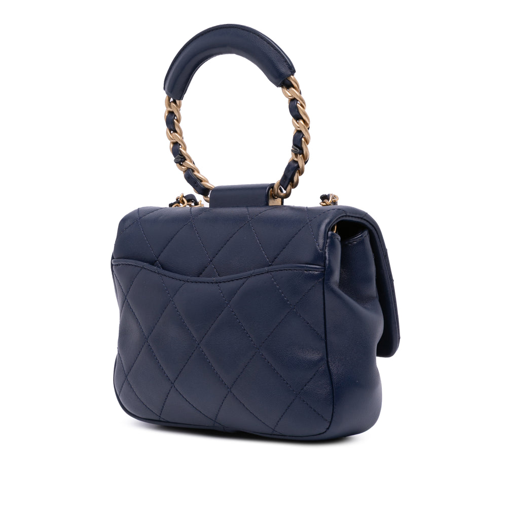 Mini Lambskin In The Loop Flap Blue - Gaby Paris