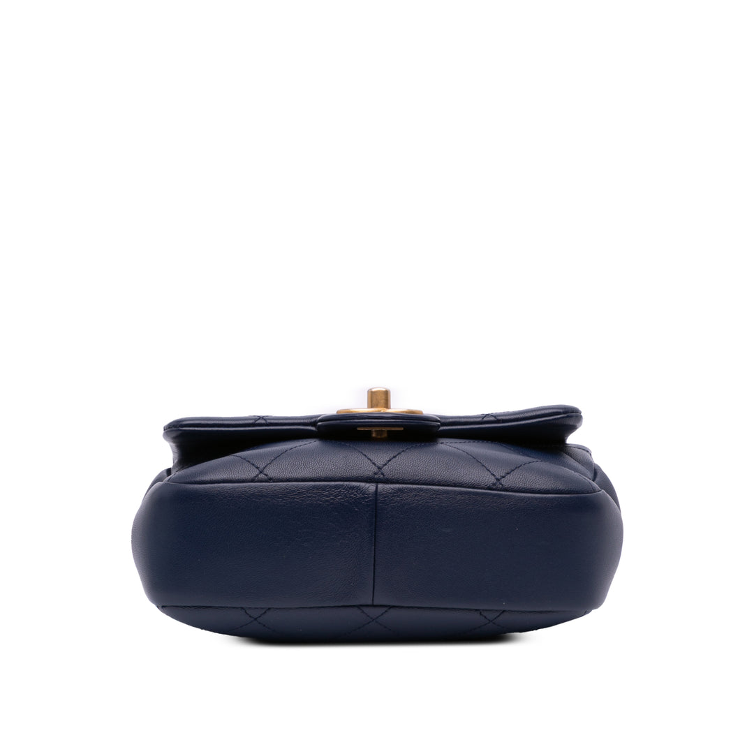 Mini Lambskin In The Loop Flap Blue - Gaby Paris
