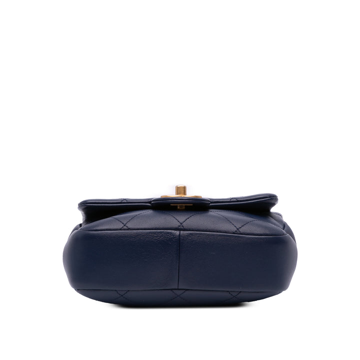 Mini Lambskin In The Loop Flap Blue - Gaby Paris
