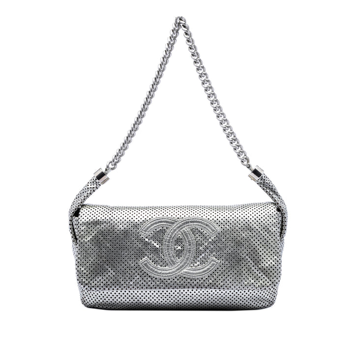 Chanel Metallic Glazed Cuir de veau perforé Rodeo Drive à rabat