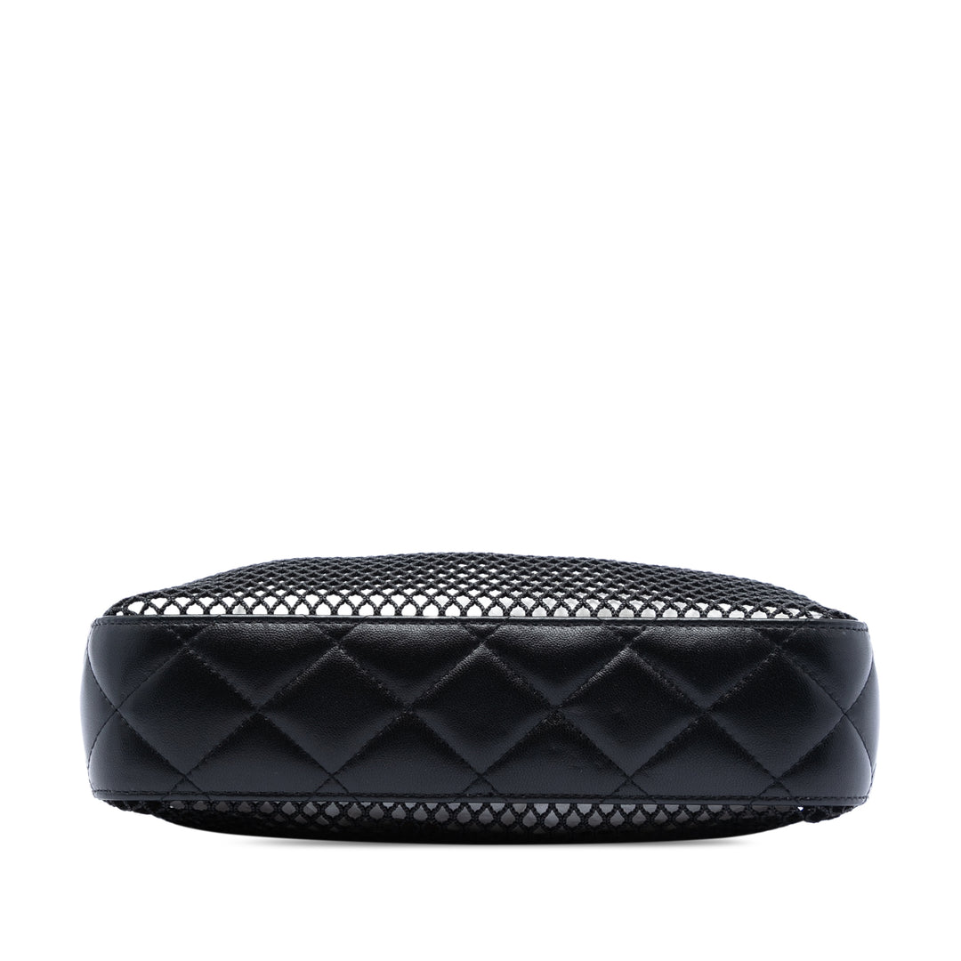 Chanel CC Mesh et brillant Cuir d’agneau Pochette avec chaîne