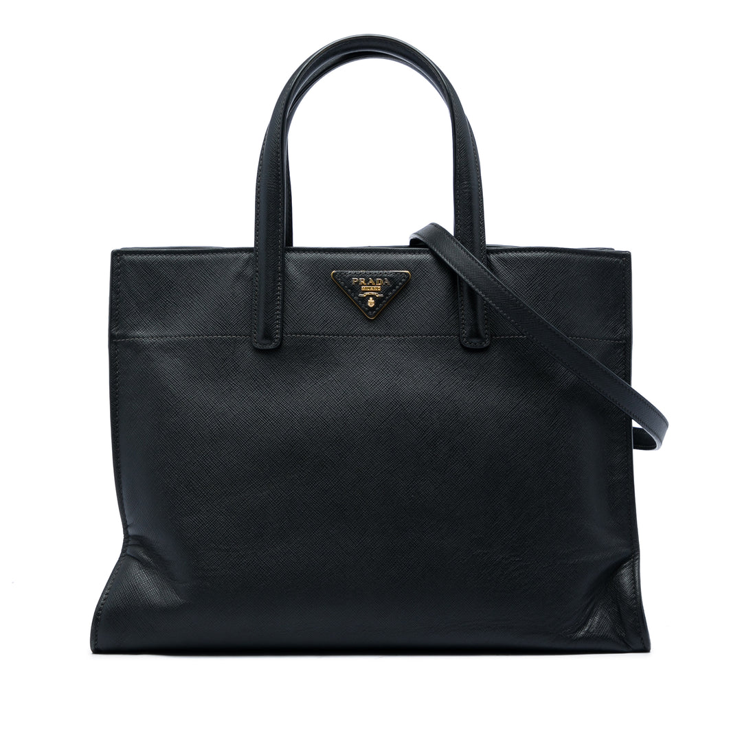 Souple Triple Poche Cabas Saffiano Noir