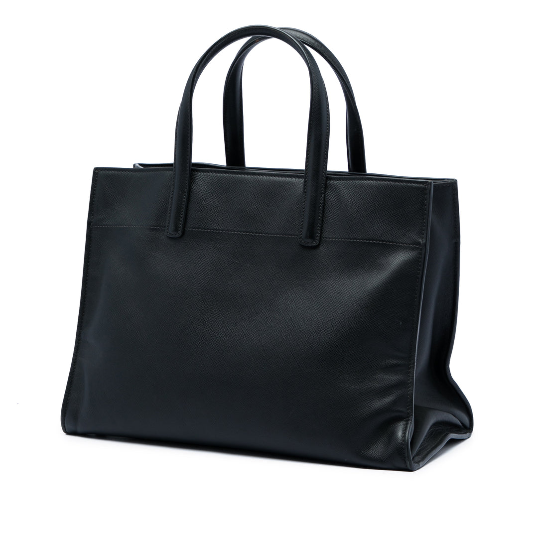 Souple Triple Poche Cabas Saffiano Noir