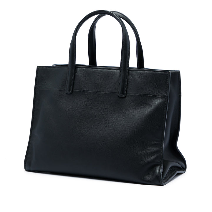 Souple Triple Poche Cabas Saffiano Noir