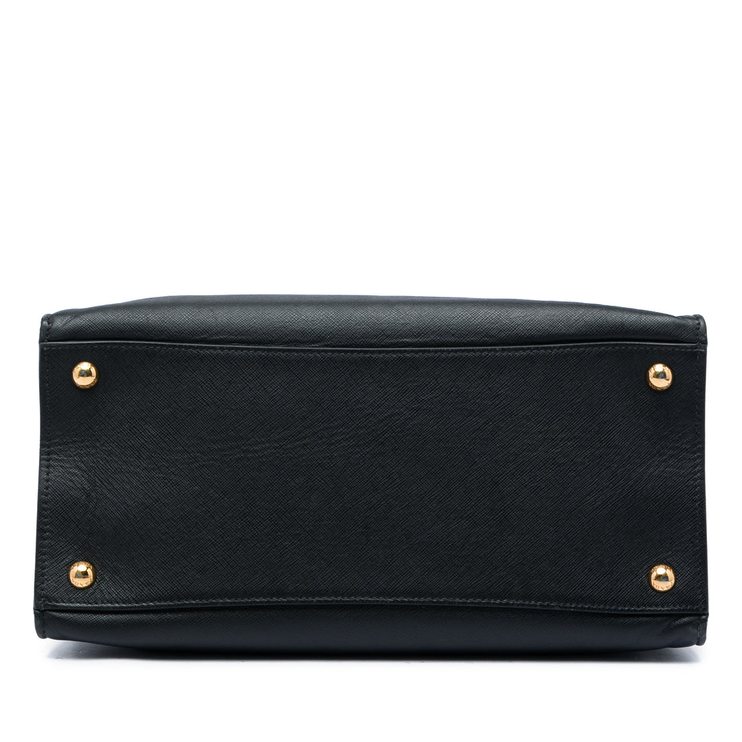 Souple Triple Poche Cabas Saffiano Noir