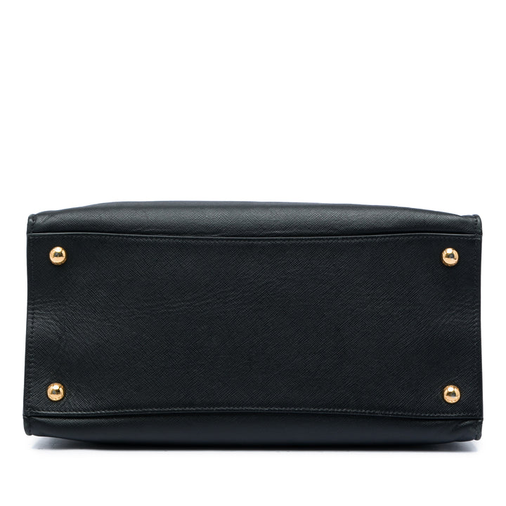 Souple Triple Poche Cabas Saffiano Noir