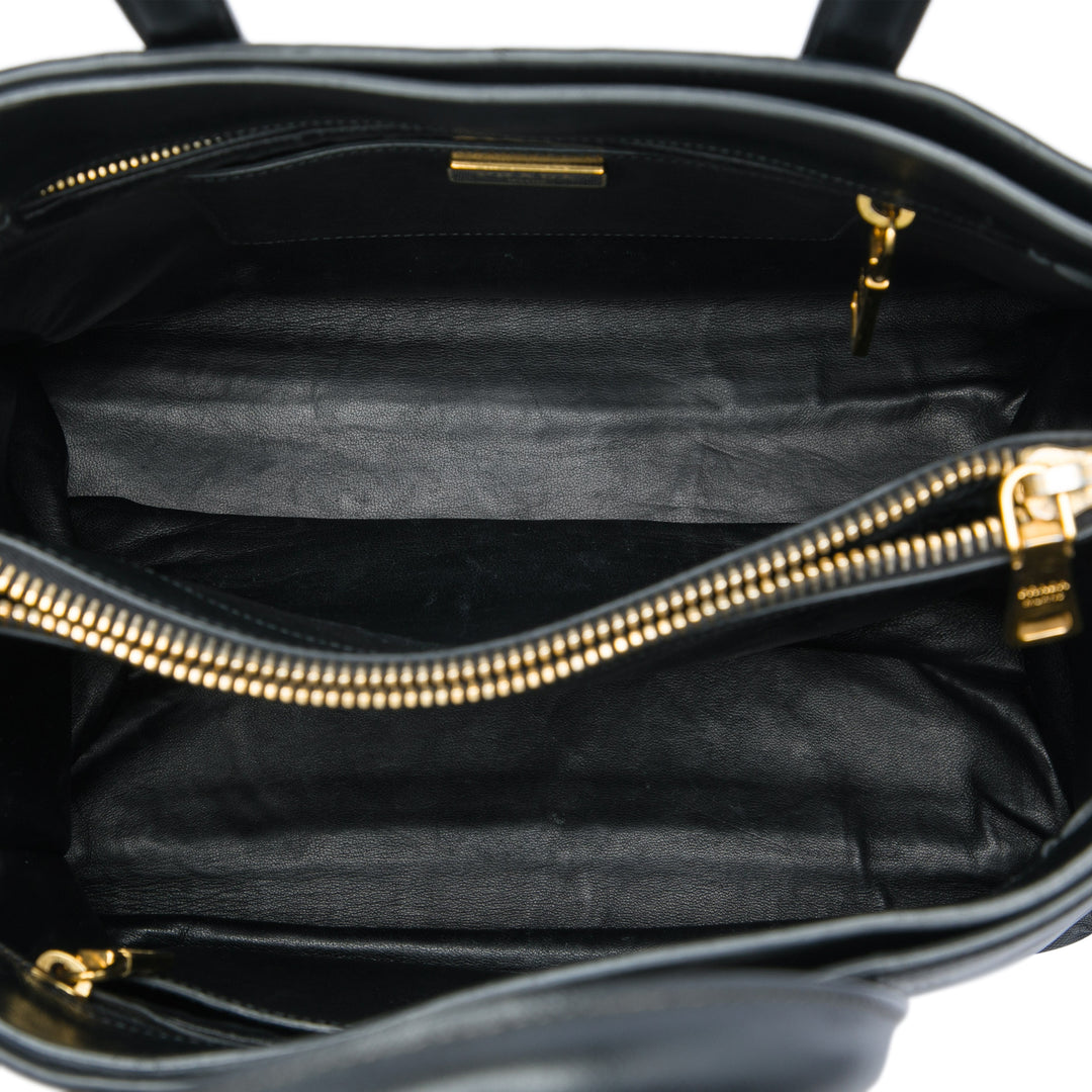 Souple Triple Poche Cabas Saffiano Noir