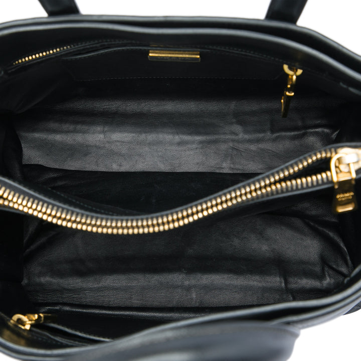 Souple Triple Poche Cabas Saffiano Noir