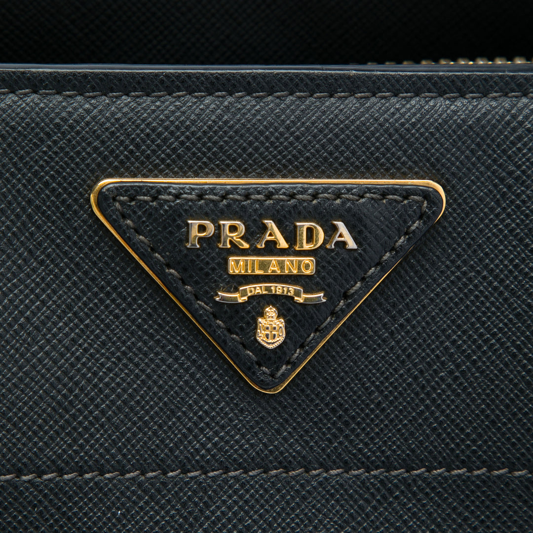 Souple Triple Poche Cabas Saffiano Noir