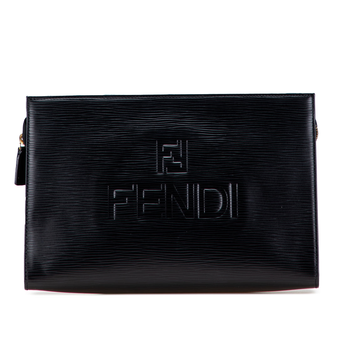 Leather Logo Clutch Black - Gaby Paris