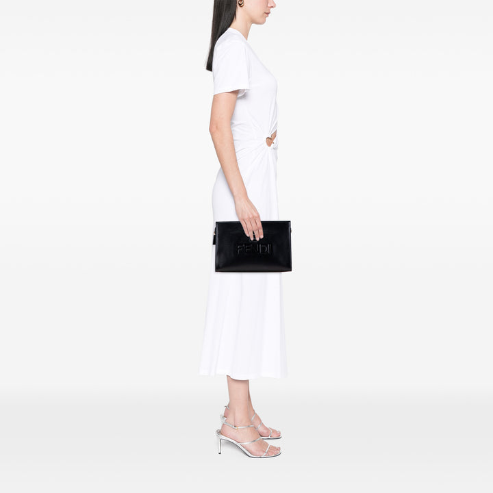 Leather Logo Clutch Black - Gaby Paris
