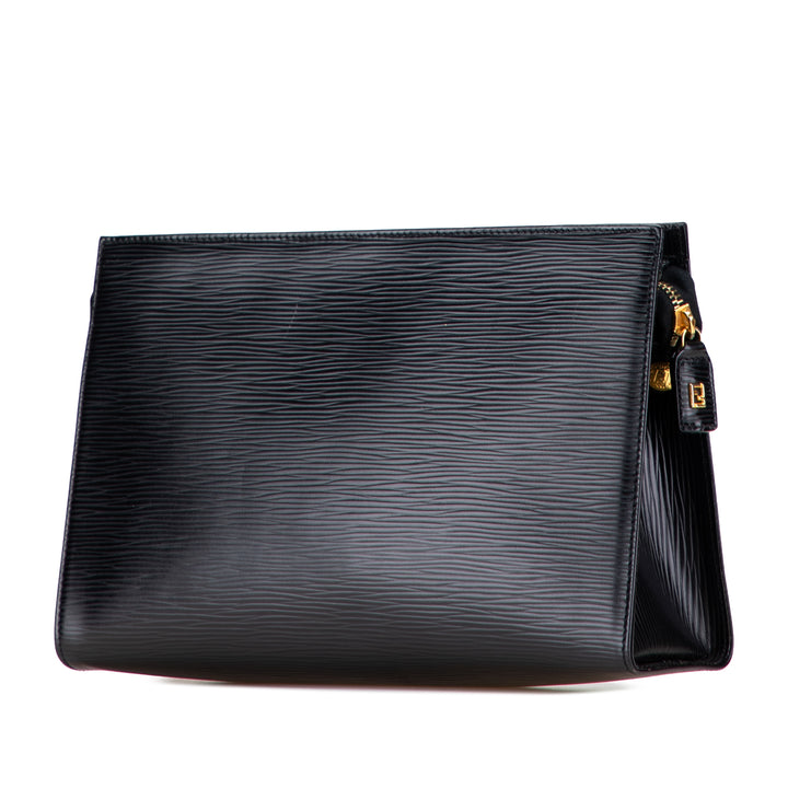 Leather Logo Clutch Black - Gaby Paris