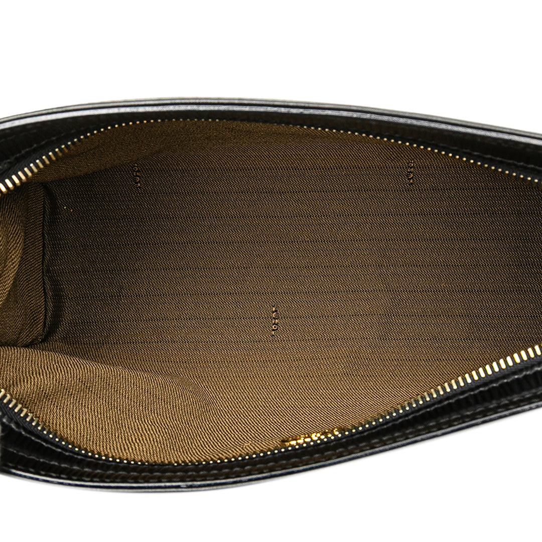 Leather Logo Clutch Black - Gaby Paris