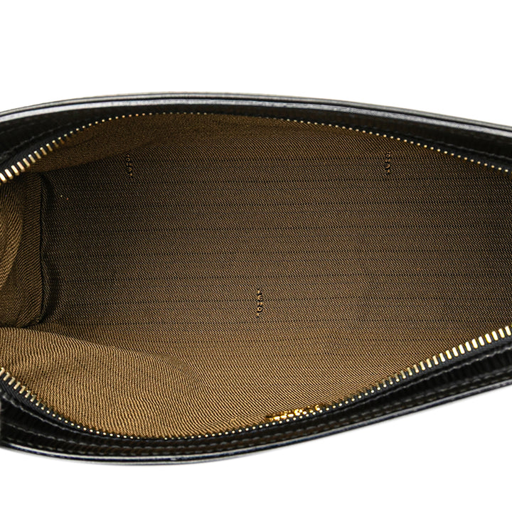 Leather Logo Clutch Black - Gaby Paris