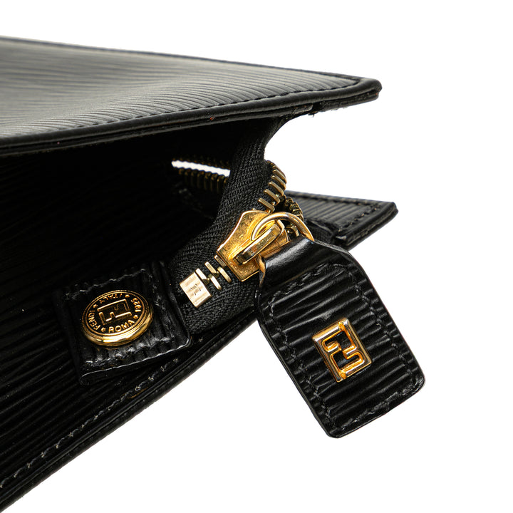 Leather Logo Clutch Black - Gaby Paris