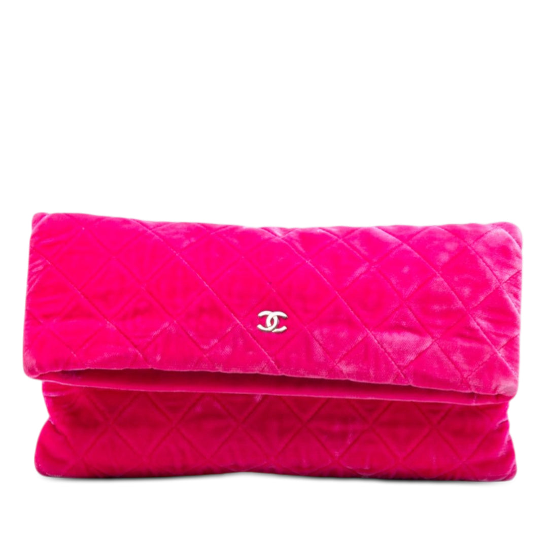 Chanel Matelassé Velours CC Beauty Foldover Pochette