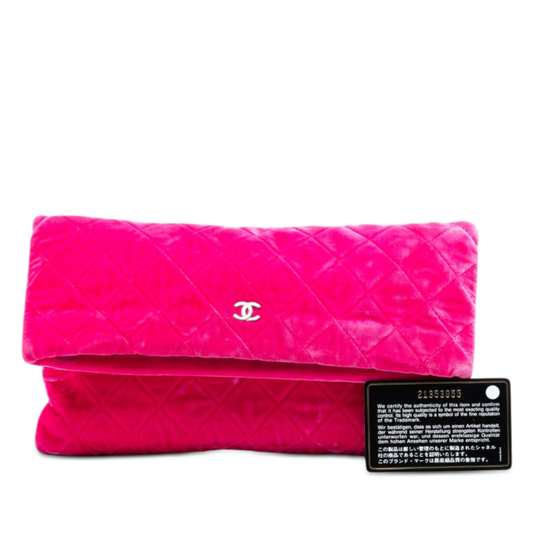 Chanel Matelassé Velours CC Beauty Foldover Pochette