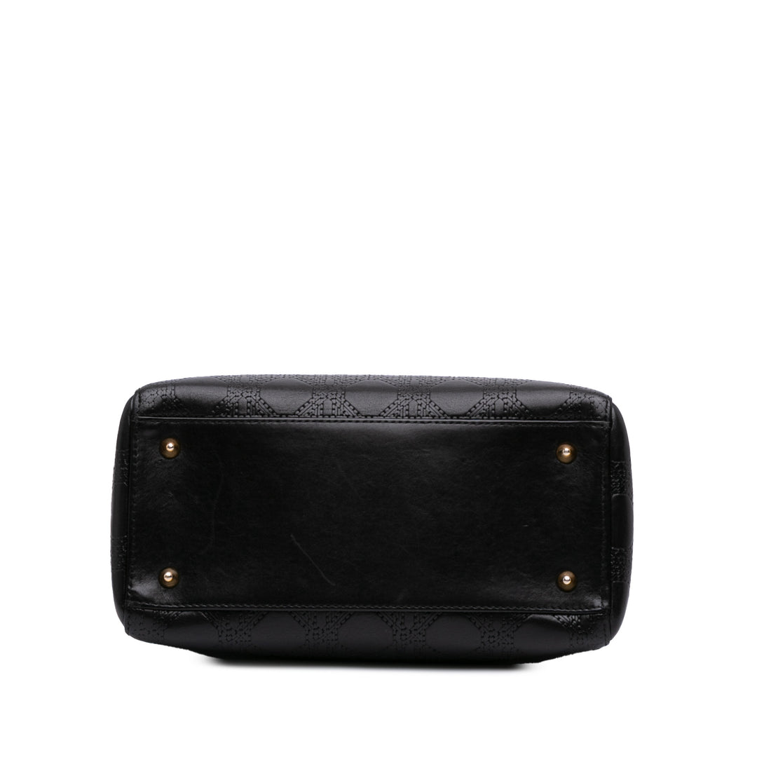 Medium Calfskin Cannage Embossed Lady Dior Black - Gaby Paris