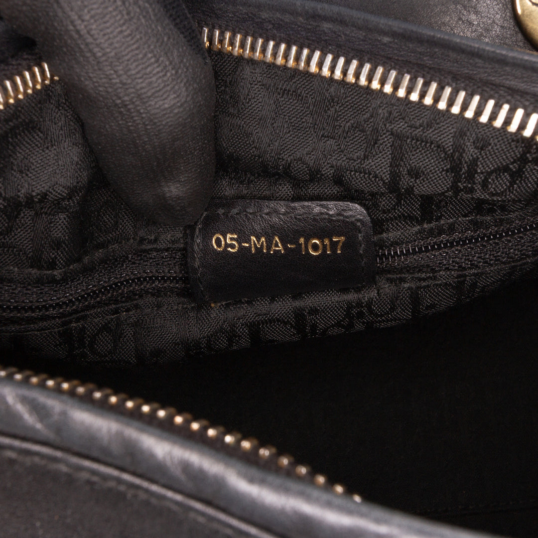 Medium Calfskin Cannage Embossed Lady Dior Black - Gaby Paris