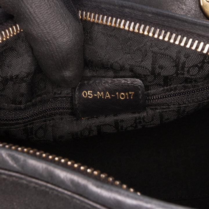 Medium Calfskin Cannage Embossed Lady Dior Black - Gaby Paris