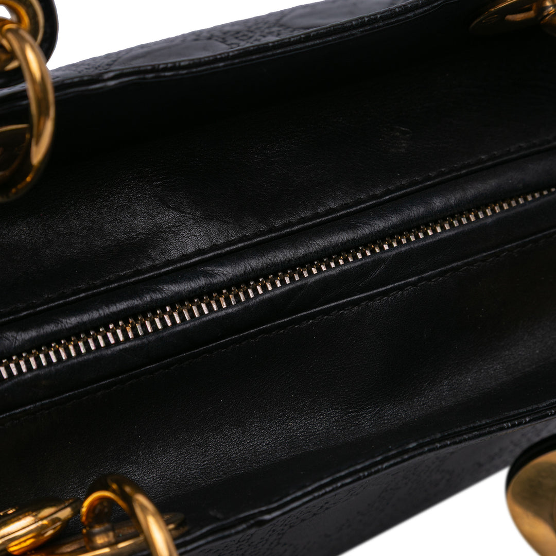 Medium Calfskin Cannage Embossed Lady Dior Black - Gaby Paris