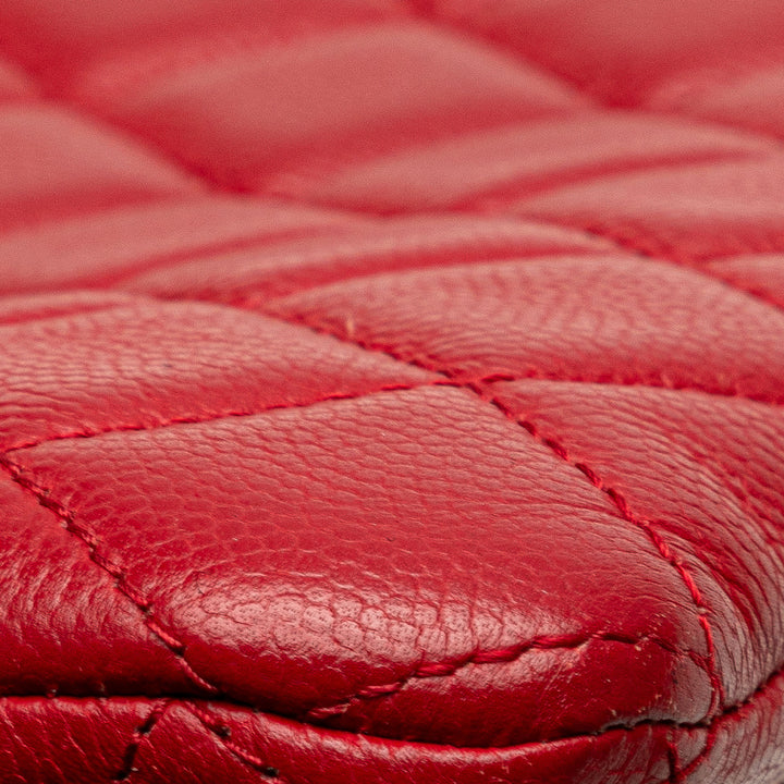 Medium Quilted Caviar Boy O Case Clutch Red - Gaby Paris