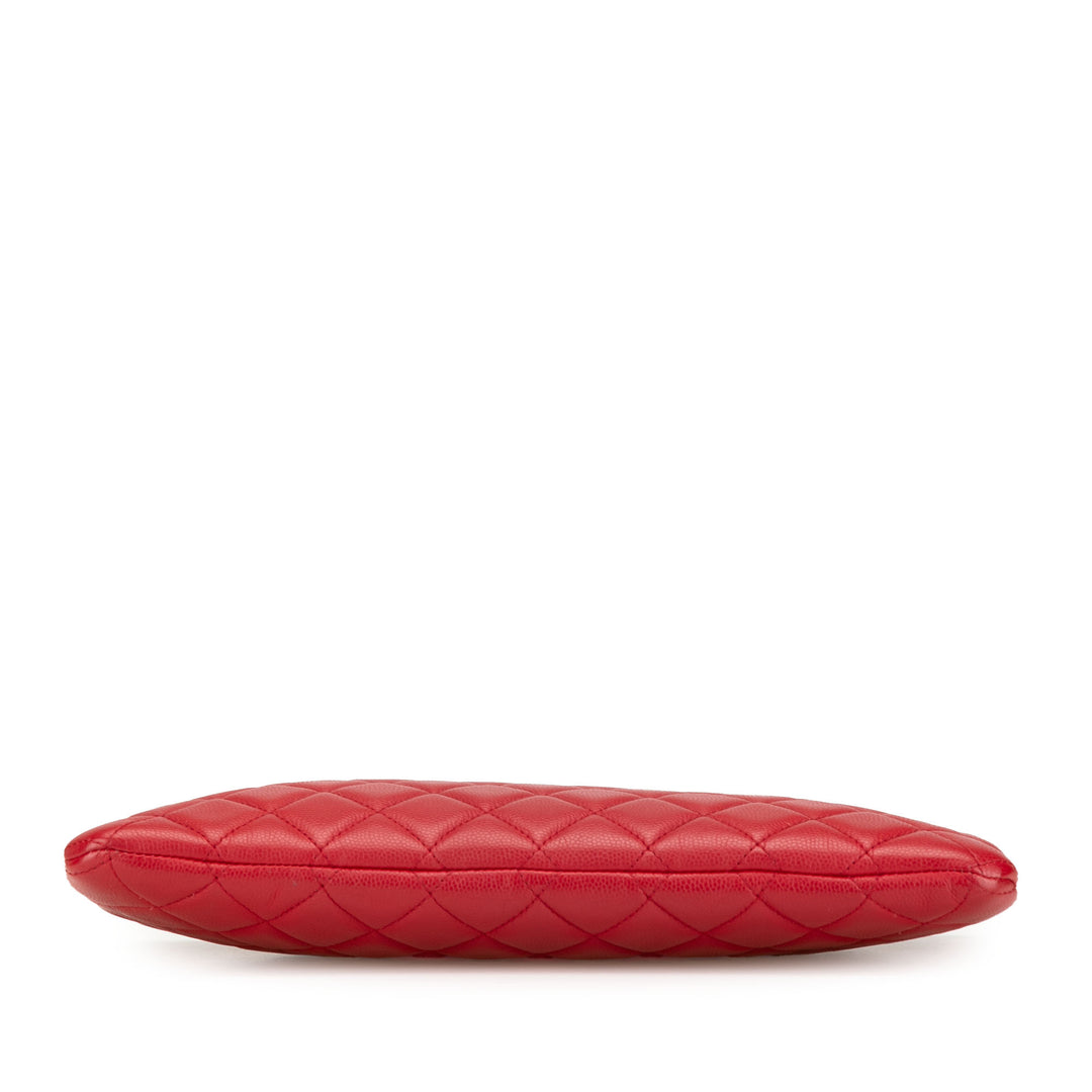 Medium Quilted Caviar Boy O Case Clutch Red - Gaby Paris