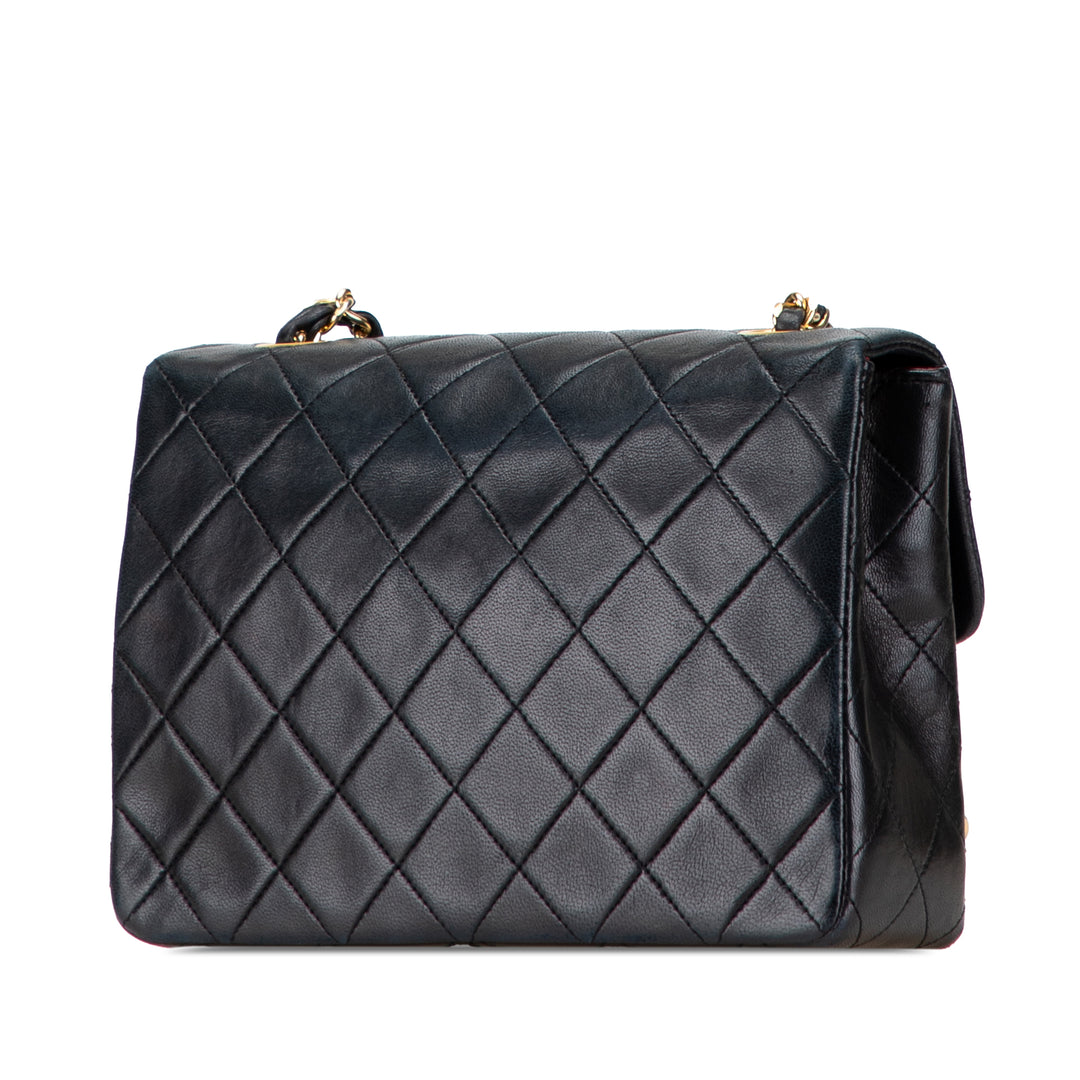 Mini Square Quilted Lambskin Single Flap Black - Gaby Paris