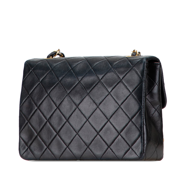 Mini Square Quilted Lambskin Single Flap Black - Gaby Paris