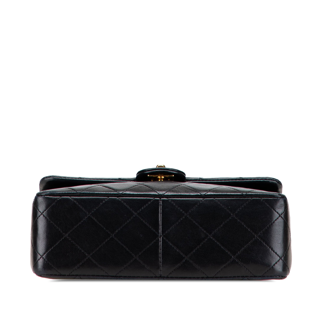Mini Square Quilted Lambskin Single Flap Black - Gaby Paris