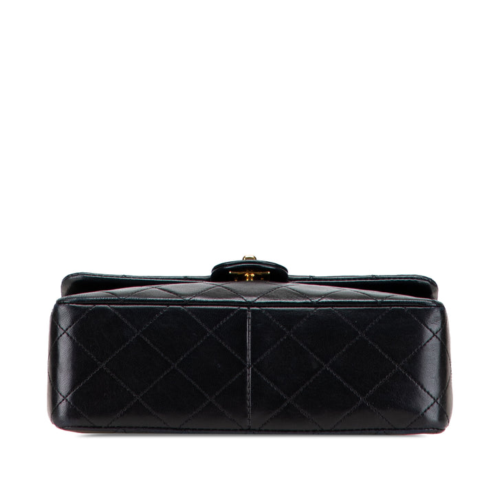 Mini Square Quilted Lambskin Single Flap Black - Gaby Paris