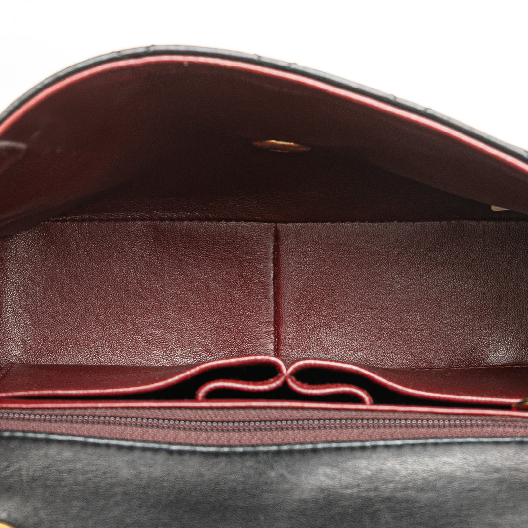 Mini Square Quilted Lambskin Single Flap Black - Gaby Paris